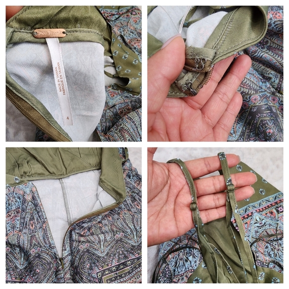 Free People Britt Printed Playsuit Jumpsuit Romper Silky Wide Leg Size 4 - Picture 15 of 16